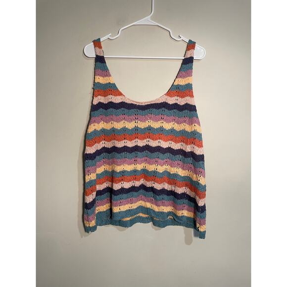 Aerie Colorful Striped Knit Scoop Neck Tank Size XL - Picture 1 of 10